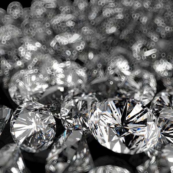 Diamantes composición 3d sobre fondo negro —  Fotos de Stock