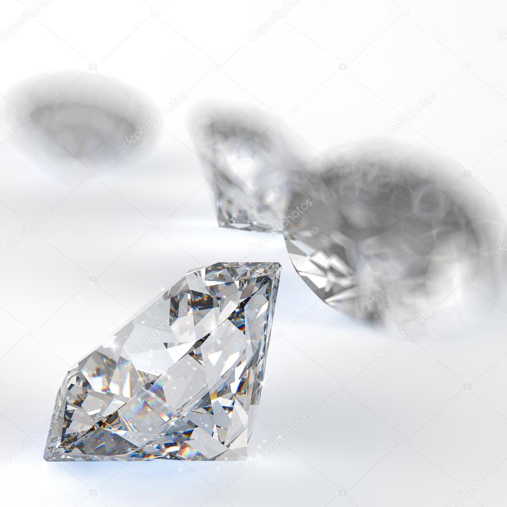 Diamonds 3d composition on white background 