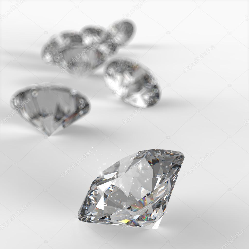 Diamonds 3d composition on white background 