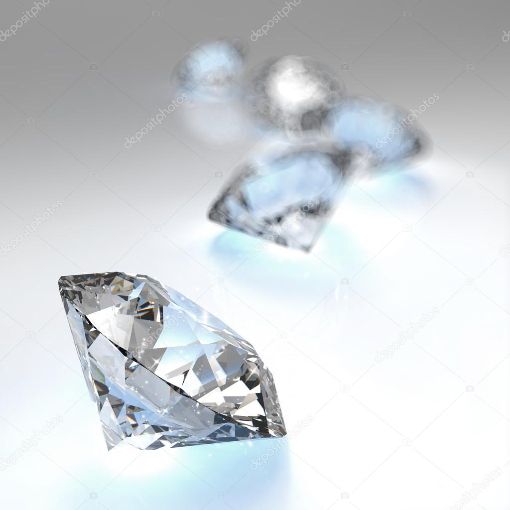 Diamonds 3d composition on white background 