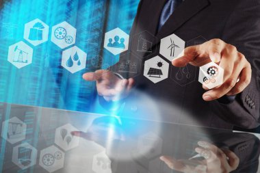 yeni modern bilgisayar ve iş s çalışma iş adamı el
