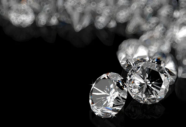 Diamantes na superfície preta — Fotografia de Stock