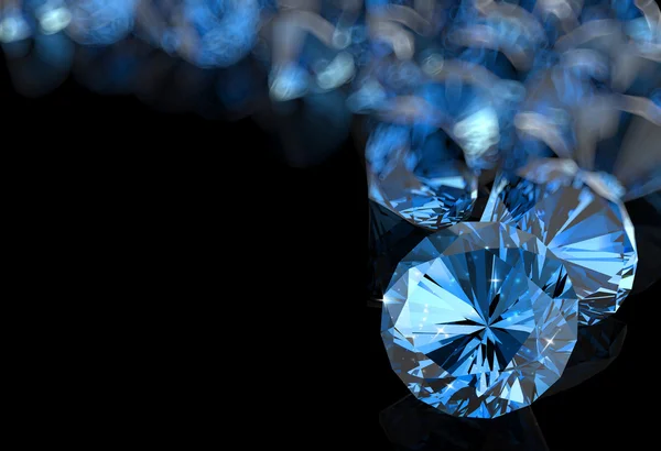 Diamante blu su nero — Foto Stock