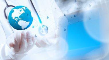 Ameliyathane akıllı tıp doktoru el çizim ağla