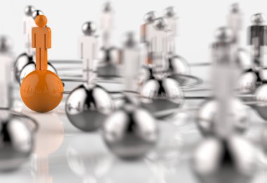 3D-roestvrij menselijke sociale netwerk en leiderschap als concept