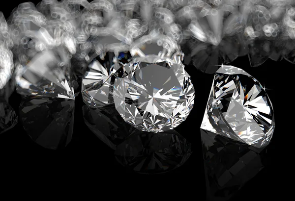 Diamantes en la superficie negra — Foto de Stock