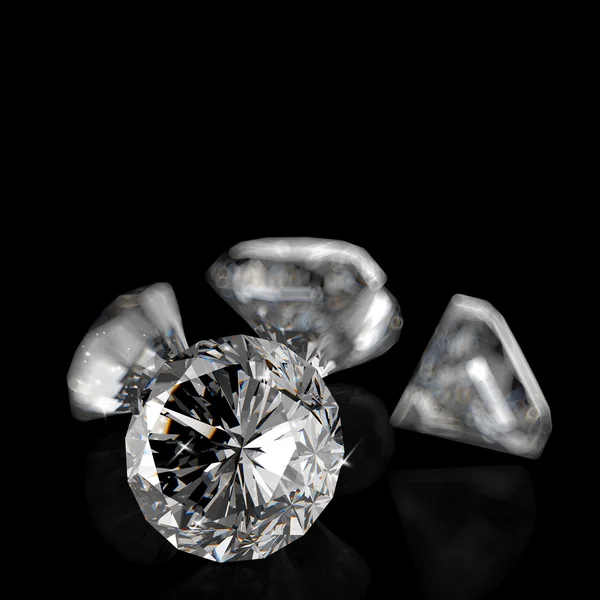 검은 배경에 3d 컴포지션 다이아몬드 — 스톡 사진