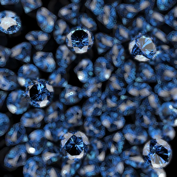 Diamantes azules sobre negro — Foto de Stock