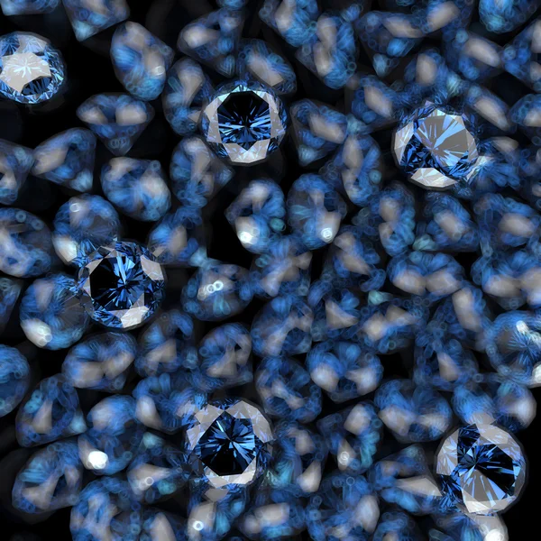 Diamants bleus sur noir — Photo