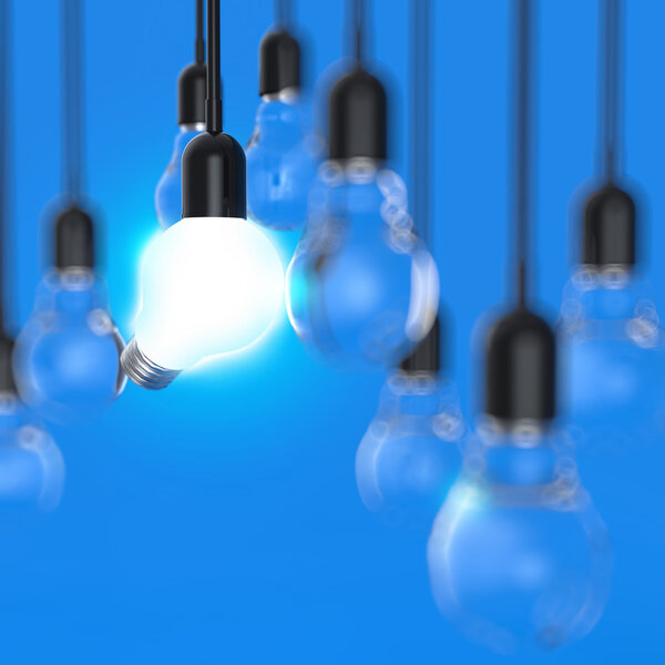 creative idea and leadership concept light bulb 