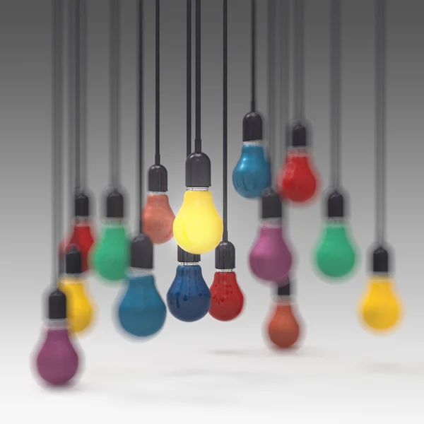 Creative idea and leadership concept  colors light bulb — Stock Photo, Image