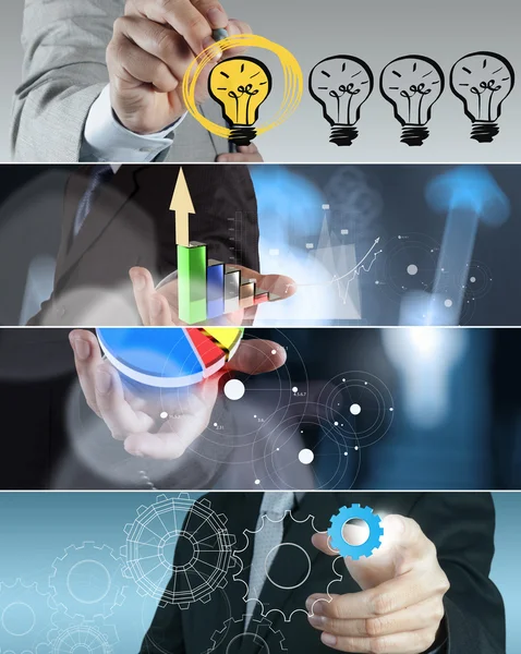 Collage of photo business strategy as concept — Stock Photo, Image
