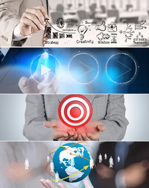 Collage of photo business strategy as concept — Stock Photo, Image