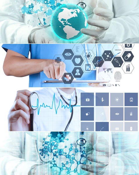 Colagem de vários conceitos médicos modernos — Fotografia de Stock
