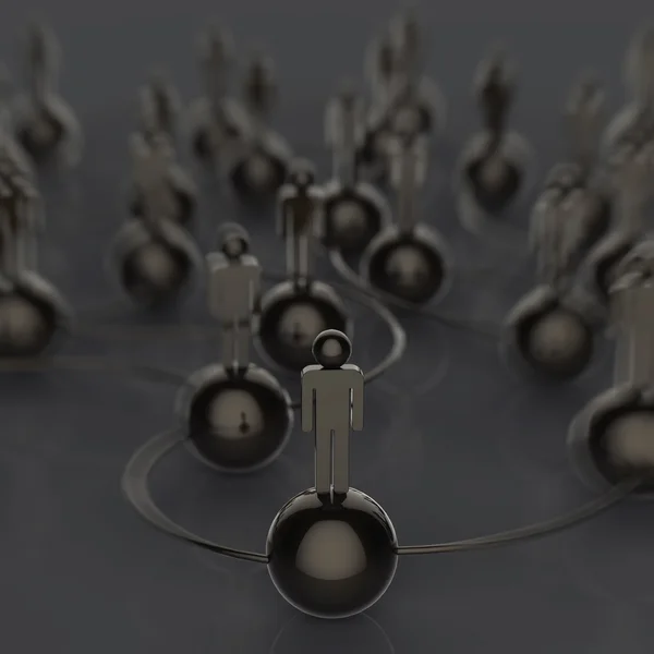 3d stainless human social network and leadership as concept — Stock Photo, Image