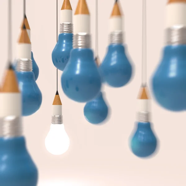 Drawing idea pencil and light bulb concept creative and leadersh — Stock Photo, Image