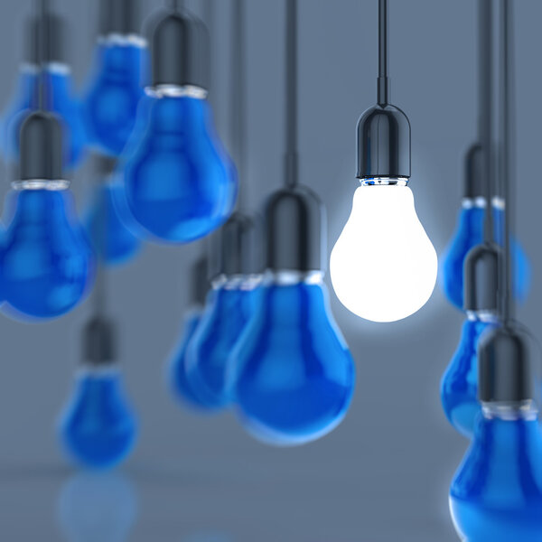 creative idea and leadership concept light bulb 