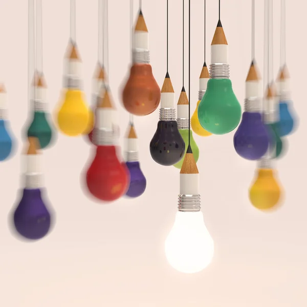 Drawing idea pencil and light bulb concept creative — Stock Photo, Image