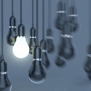 3d ampul büyüyen ile yaratıcı fikir ve liderlik kavramı