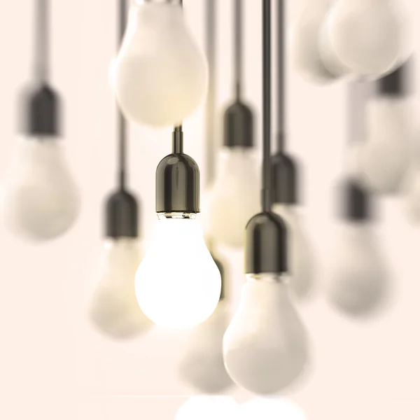 Kreativní nápad a vedení koncept s rostoucí 3d žárovka — Stock fotografie