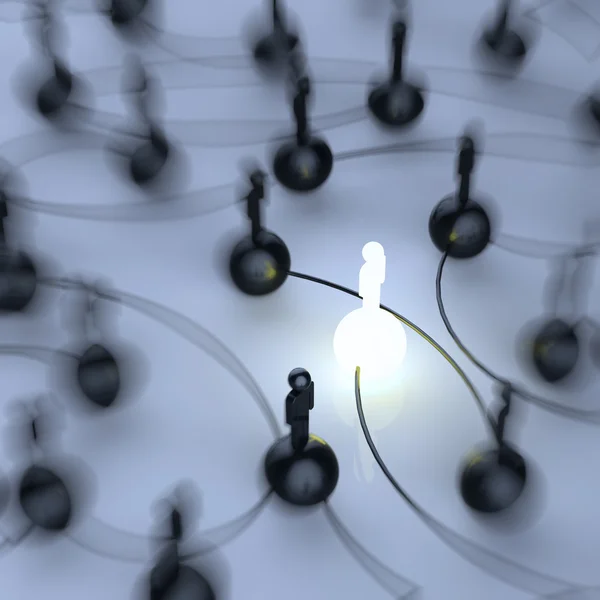 3D-groeiend licht menselijke sociale netwerk en leiderschap — Stockfoto