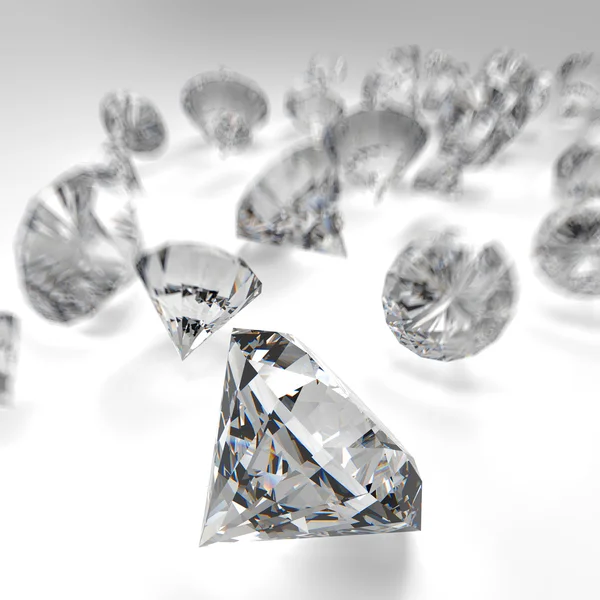 Diamonds on white background — Stock Photo, Image