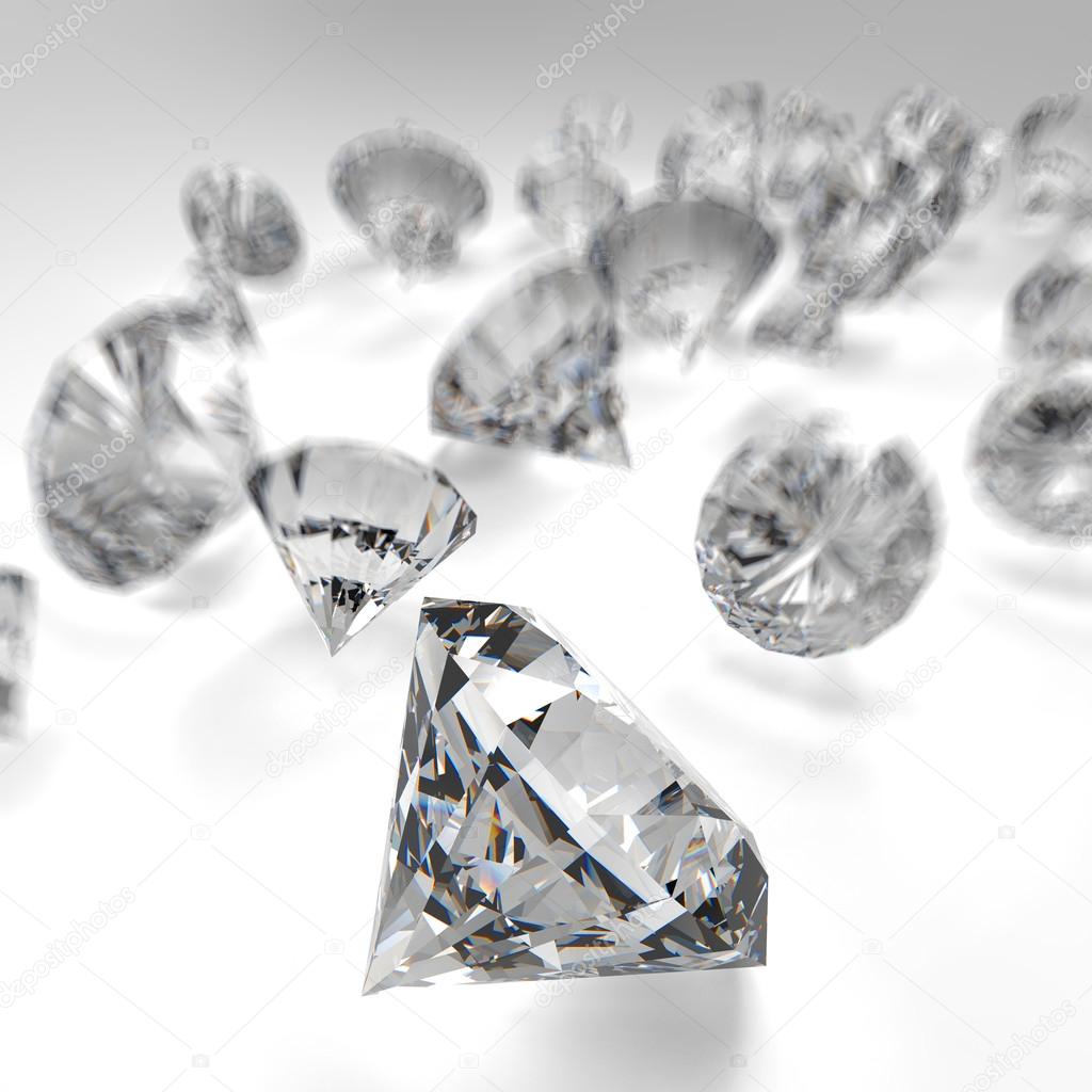 Diamonds on white background 