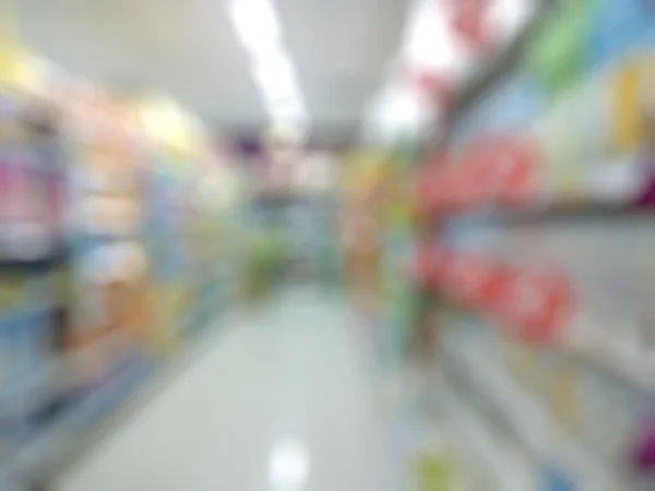 Supermarket with blurred bokeh background — Stock Photo, Image