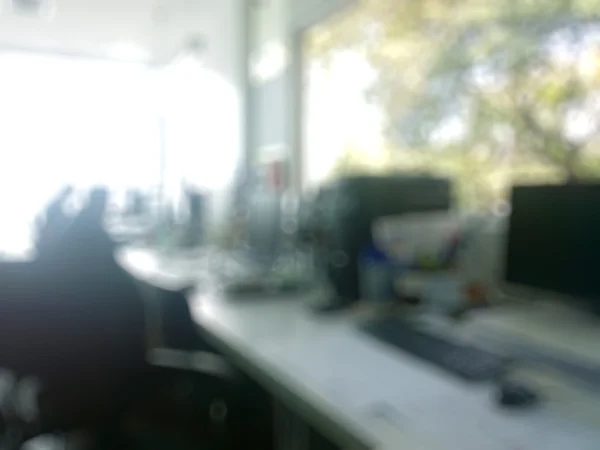 Abstract office with computer blur background — Stock Photo, Image