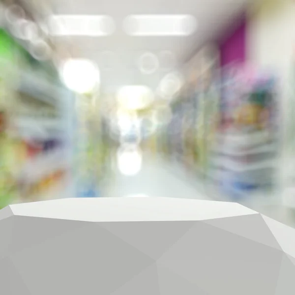 Empty abstract  laminate shelf and blurred background for produc — Stock Photo, Image