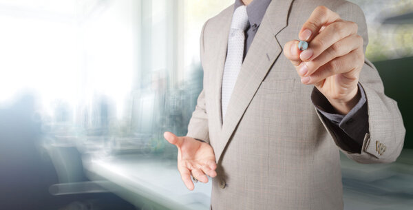 businessman working with his office  background as concept