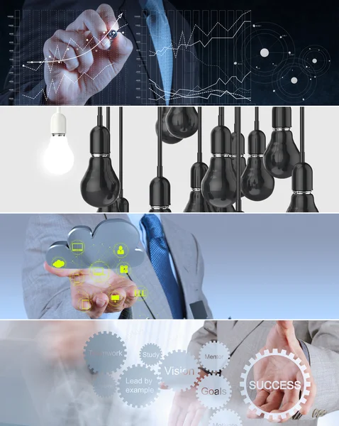 Collage of photo business strategy as concept — Stock Photo, Image