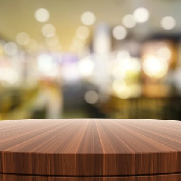 Empty wooden round table and blurred background for product pres — Stock Photo, Image