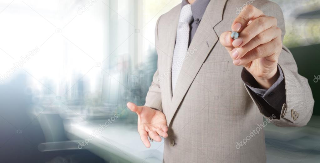 businessman working with his office  background as concept