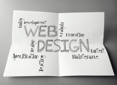 el web tasarım diyagram üzerinde buruşuk kağıt arka plan co çekilmiş