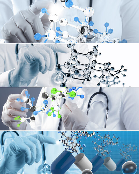 Коллаж различных современных медицинских концепций
 