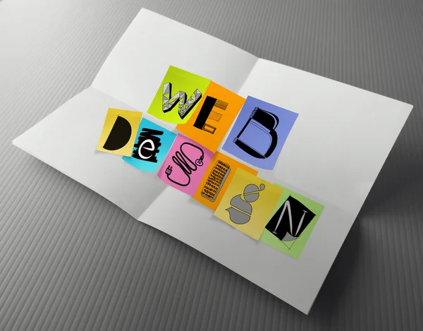 Desenho à mão web design em nota pegajosa — Fotografia de Stock