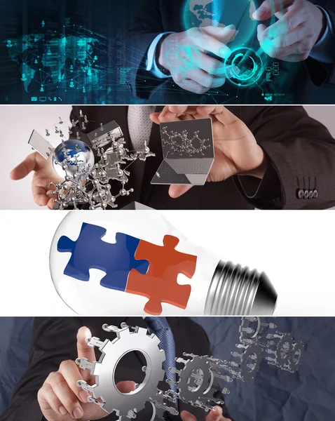 Collage of photo business strategy as concept — Stock Photo, Image