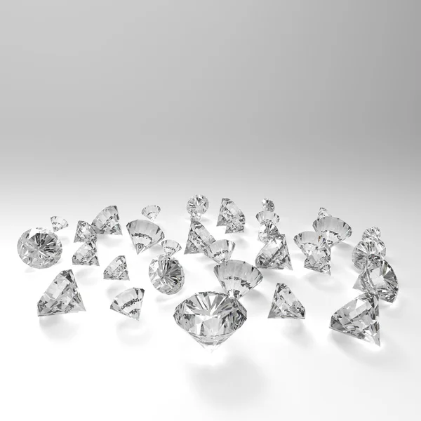 Diamantes 3d en composición como concepto — Foto de Stock