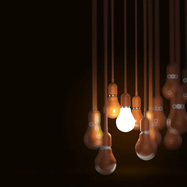 Creative idea and leadership concept with 3d light bulb — Stock Photo, Image