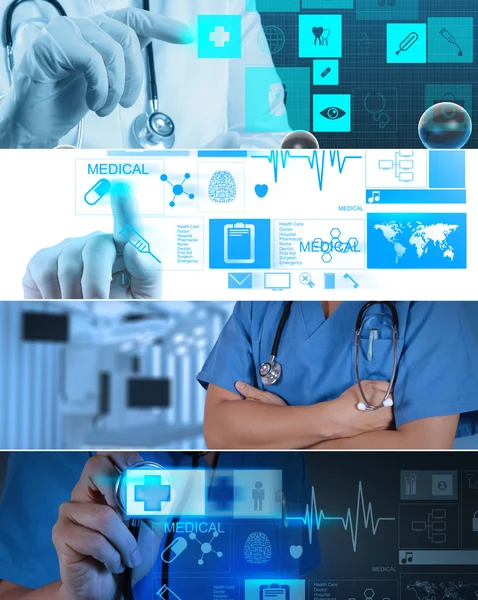 Collage of Various concepto médico moderno — Foto de Stock