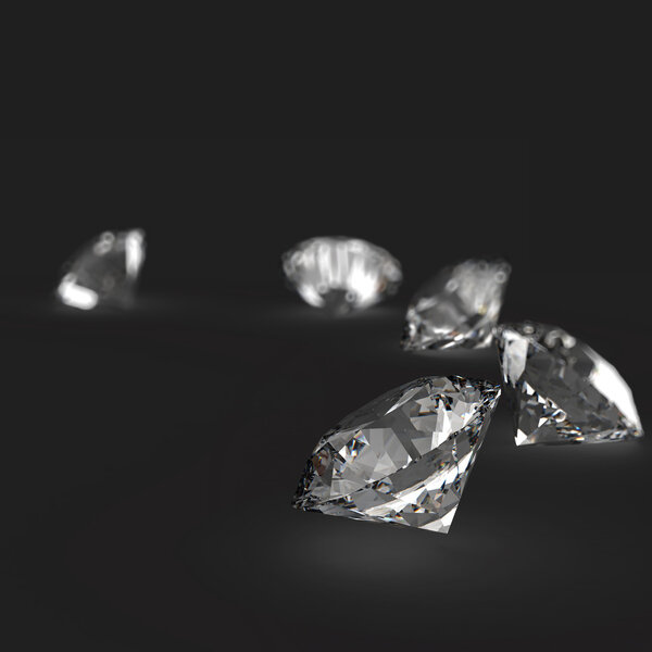 Diamonds 3d in composition as concept