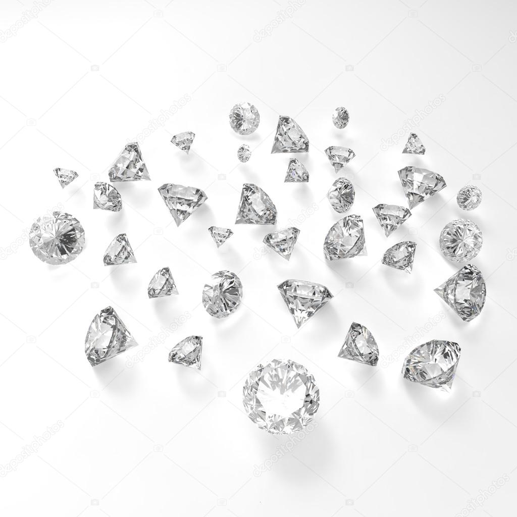 Diamonds 3d in composition as concept 