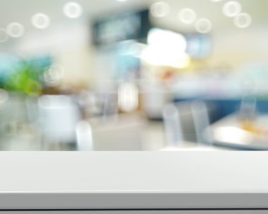 Boş laminat raf ve iş ürün için arka plan bulanık