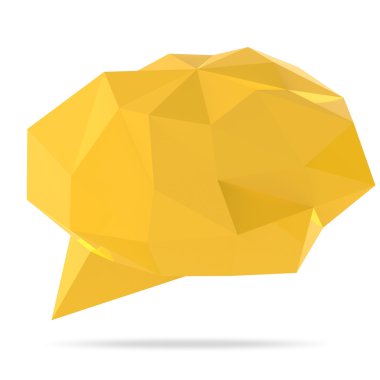 Beyaz arka plan üzerinde düşük Poli geometrik konuşma balonu