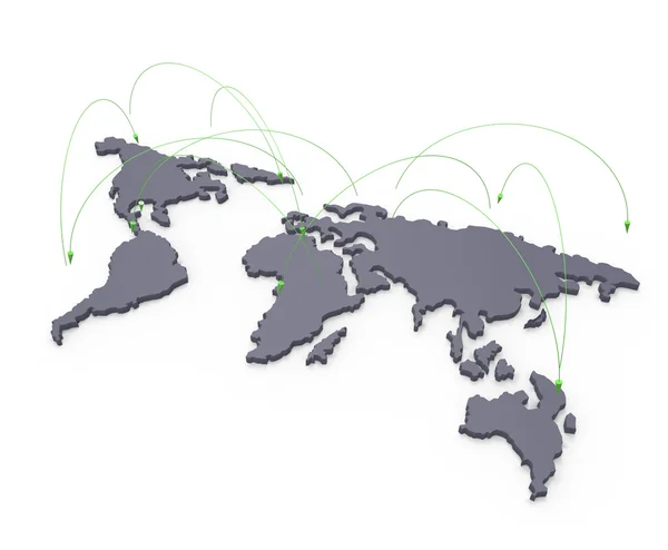 Réseau social humain 3d sur la carte du monde comme concept — Photo