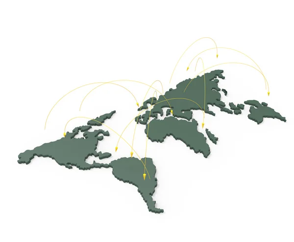 Red social humana 3d en el mapa del mundo como concepto — Foto de Stock