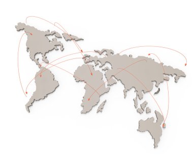 social network human 3d on world map as concept