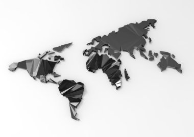 Beyaz arka plan üzerinde düşük çokgen 3d dünya haritası