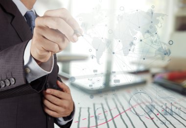 yeni modern bilgisayar ve iş s çalışma iş adamı el